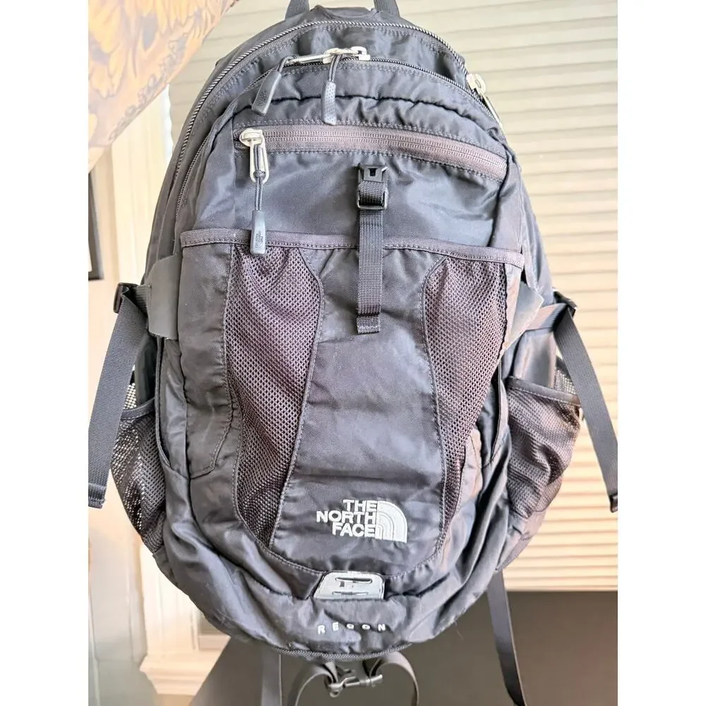 The North Face Recon Backpack Black Gray Laptop School Hiking Travel Bag
